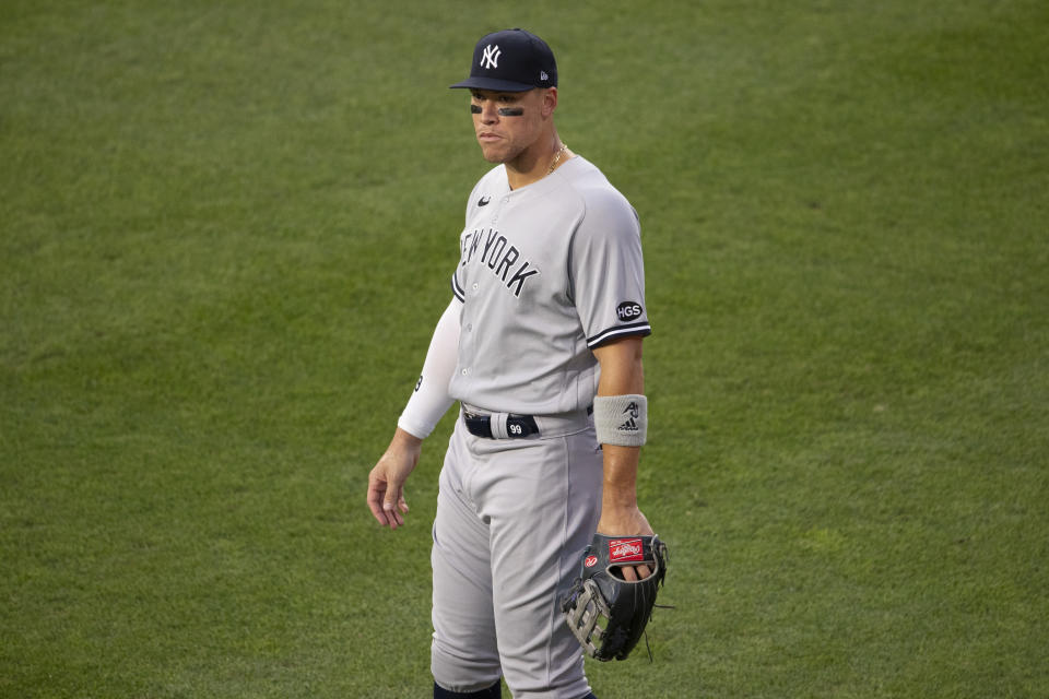 Aaron Judge is one of 13 Yankees players to go on the injured list this season. (Photo by Mitchell Leff/Getty Images)