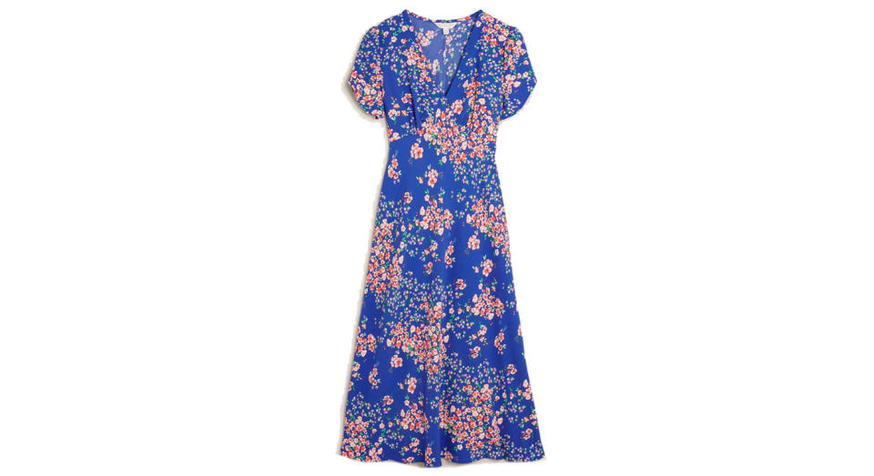 Floral V-Neck Midi Tea Dress