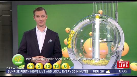 Someone in WA is $7.5 million richer after winning last night’s Oz Lotto division one. Source: Sunrise