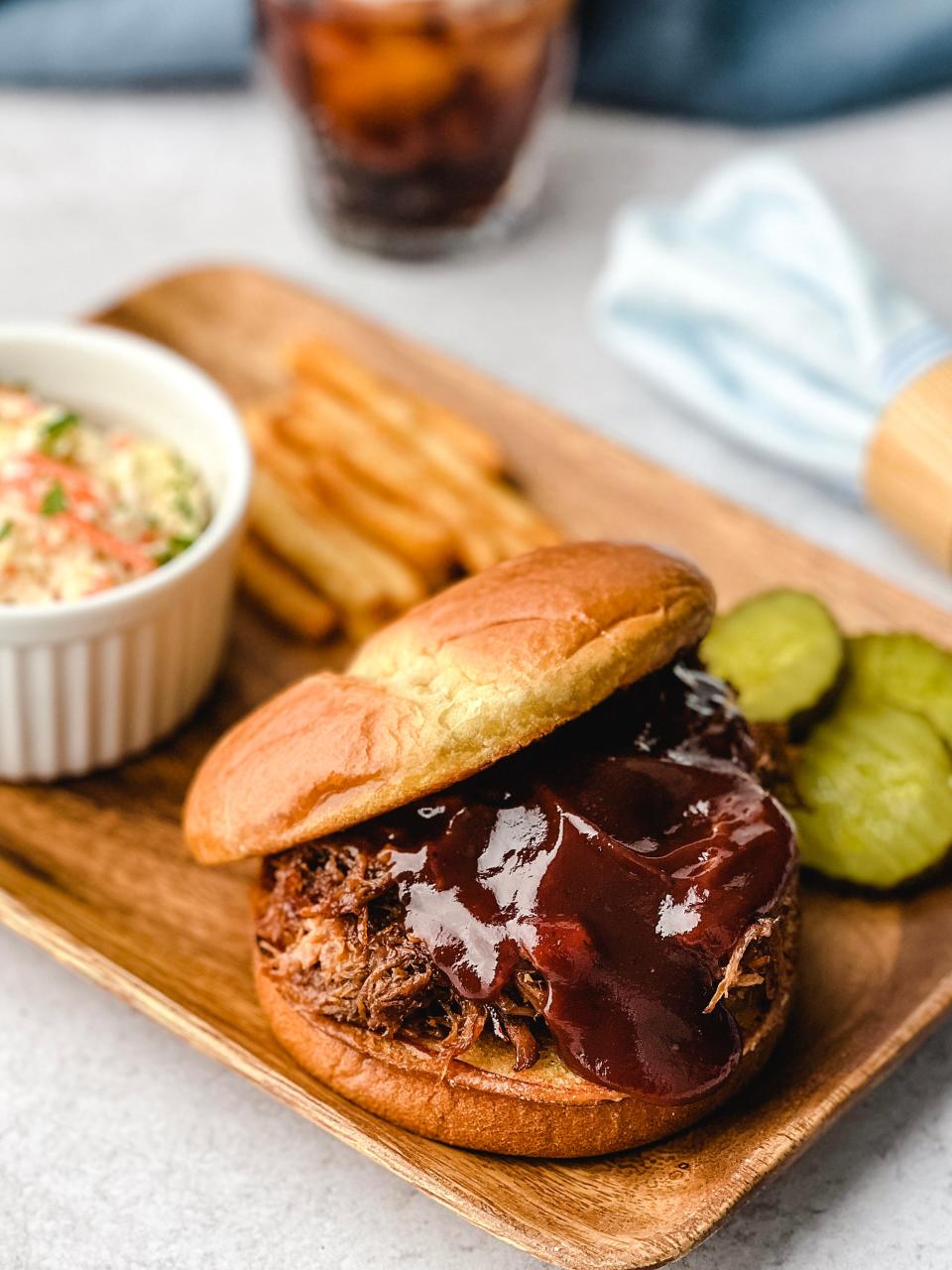 This recipe for pulled pork uses a pork butt also known as Boston butt or pork shoulder which is an inexpensive cut of meat that can feed a crowd