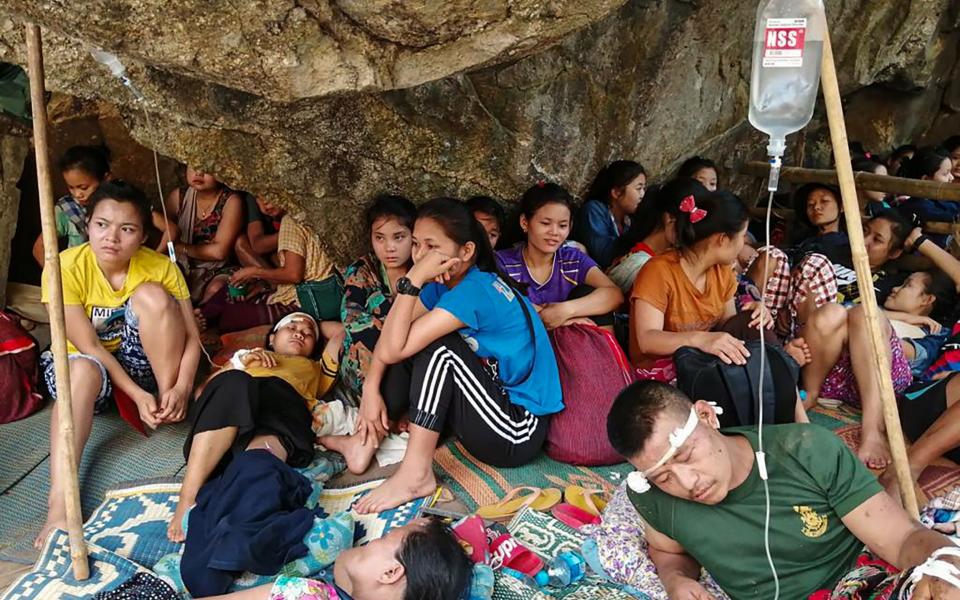 Karen refugees take shelter after fleeing military airstrikes - Free Burma Rangers/AFP