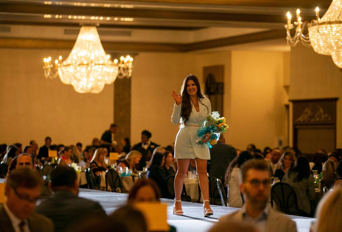 Arlette Gomez, a third-year law school student at Nova Southeastern University. who won the up-and-comer award at the 21st Hispanic Women of Distinction ceremony on Friday, Aug. 26, 2022, in Davie, Fla.