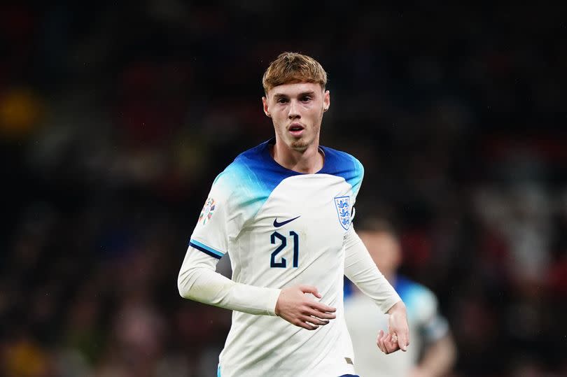 Cole Palmer in action for England