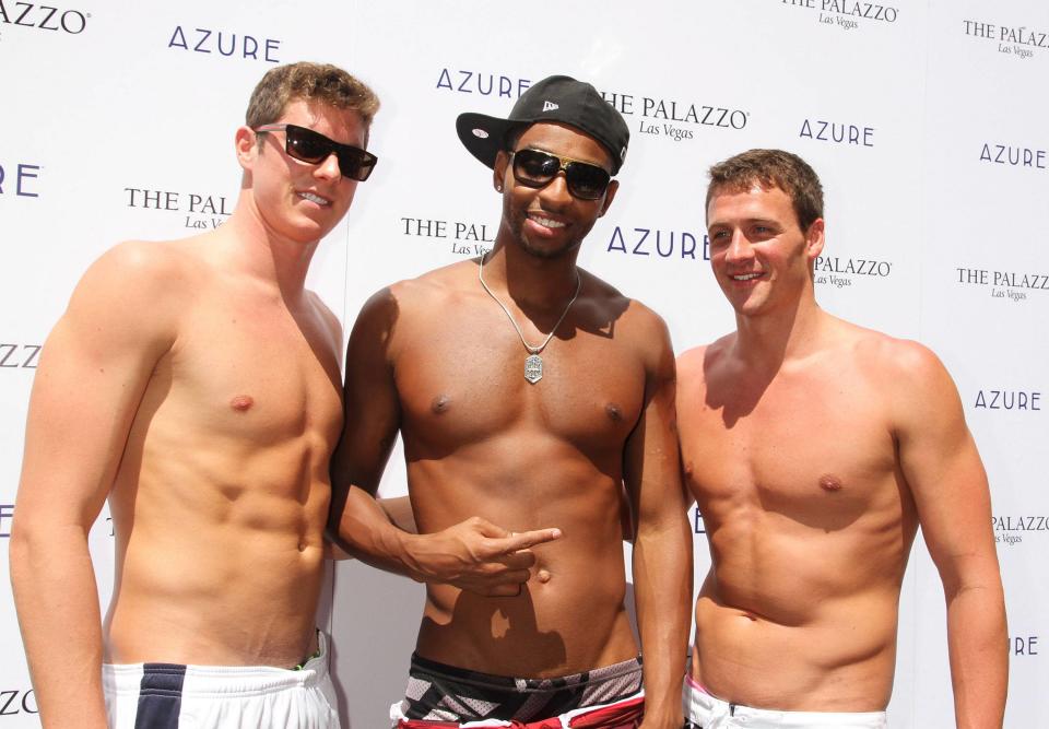 Conor Dwyer, Cullen Jones, Ryan Lochte swimmers celebrate their Olympic success by hosting a day at Azure Pool inside The Palazzo Resort Hotel & Casino Las Vegas, Nevada - 18.08.12 Credit: (Mandatory): DJDM / WENN.com