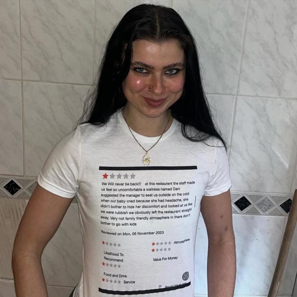 Instead of being mad at the customer, Claeys thought the critique was funny and decided to get it printed onto a shirt. @daniellaclaeys/Kennedy News