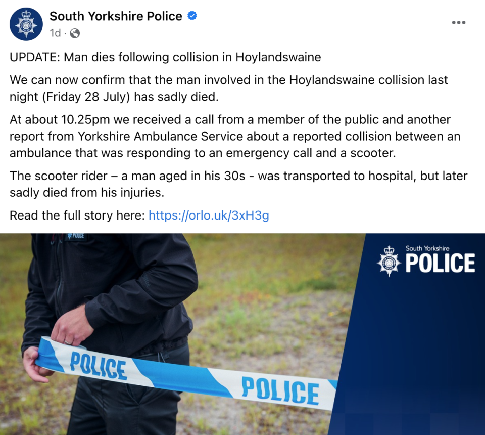 Tributes have poured in to the 31-year-old. (Facebook/South Yorkshire Police)
