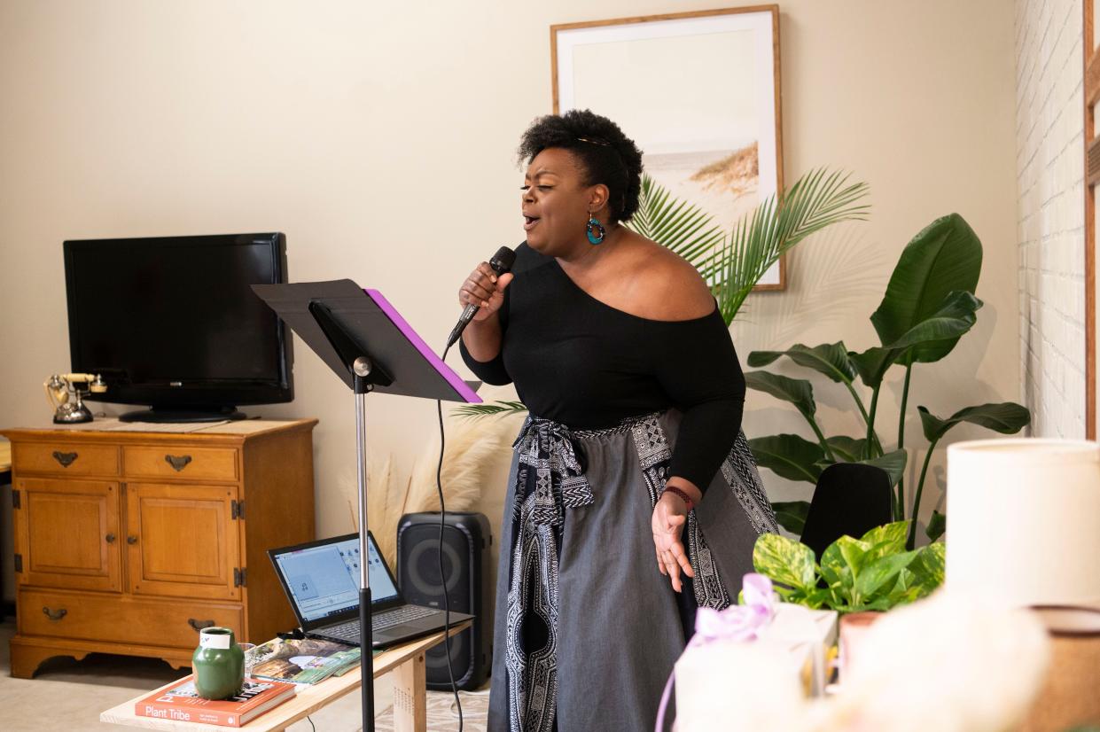 Altamiece Carolyn Cooper performs broadway, jazz and neo-soul at Bread & Basket as part of the First Fridays live music series in downtown Battle Creek on Friday, May 3, 2024.
