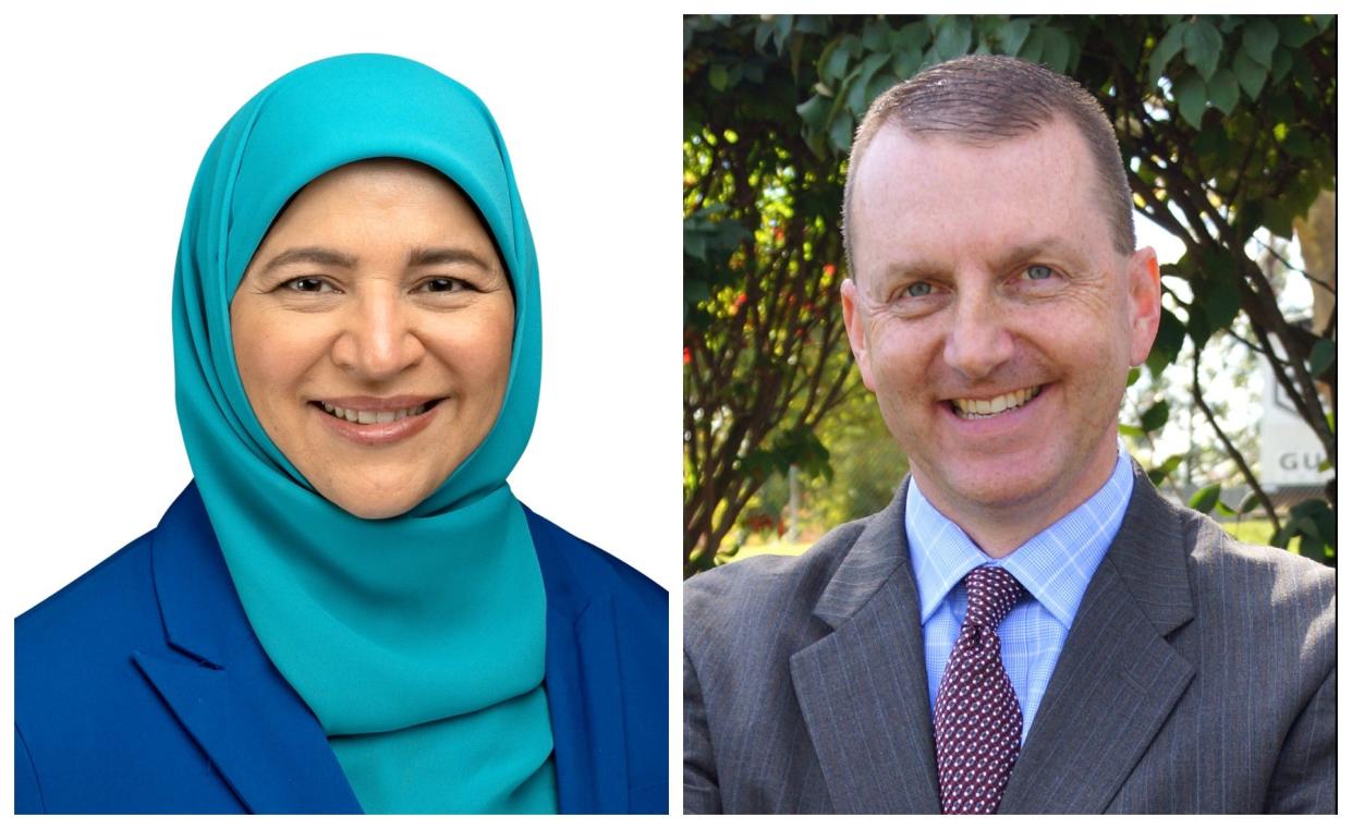 Zerqa Abid, 55, left, and Adam Miller, 59, are competing for the Democratic nomination for the Ohio 15th Congressional District in the March 19 primary.