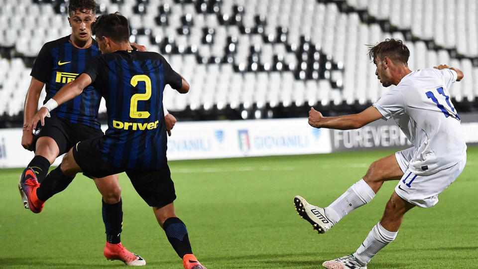 Andrea Rinaldi, pictured here in action for Atalanta BC in the U17 Serie A Final in 2017.