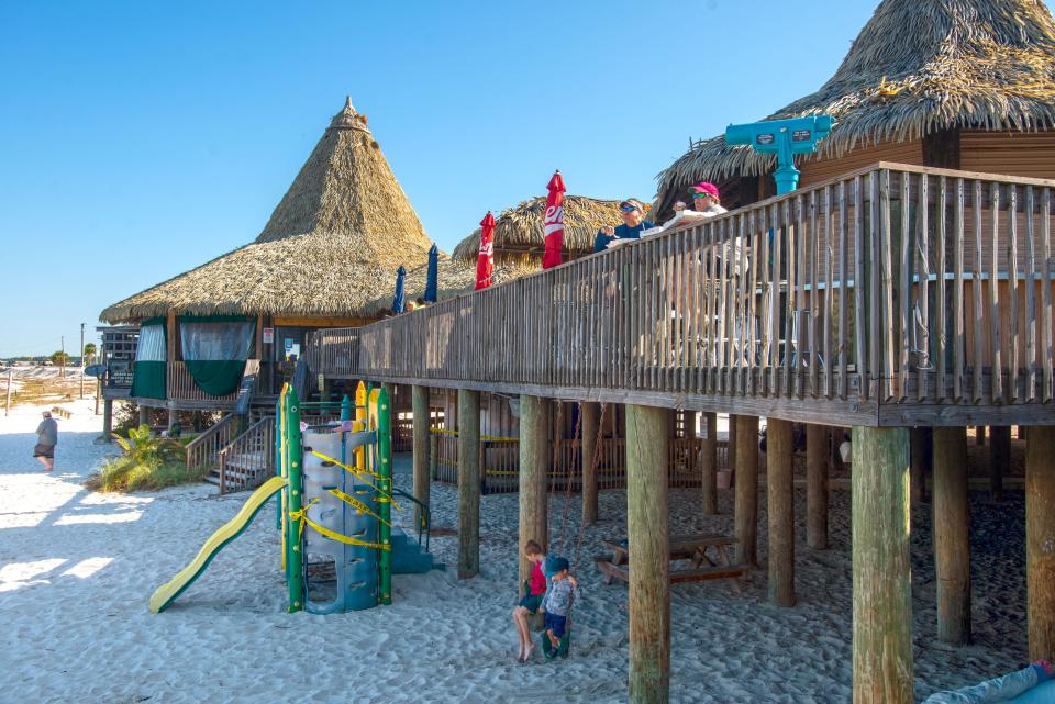 Visitors check out scenery from Juana's Pagodas in Navarre Saturday, October 3, 2020.