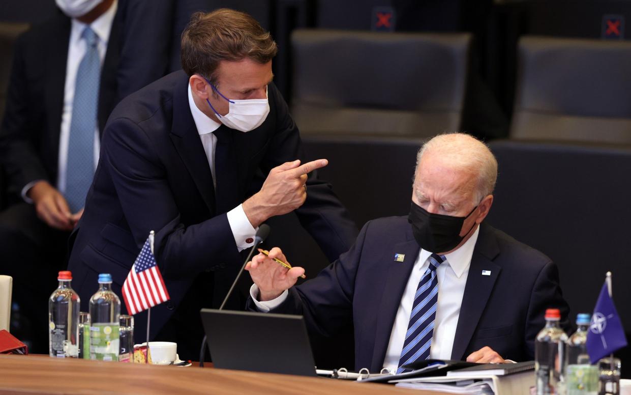 Emmanuel Macron is furious with Joe Biden over the US deal with Australia that cost hundreds of French jobs and cost it economy billions - GETTY IMAGES