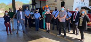 Sophia Beattie (center) is grateful to reunite with the doctors and nurses from Corpus Christi Medical Center and the City of Corpus Christi EMS professionals who cared for her after a life threatening motorcycle accident in November 2020.