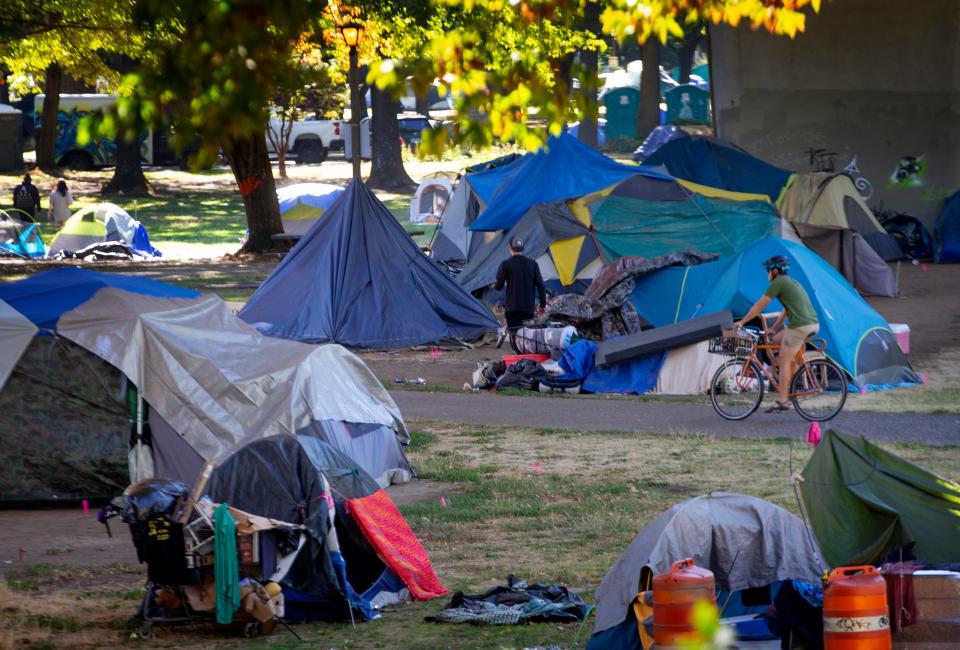 Washington Jefferson Park's condoned camping is shown in  September 2021.