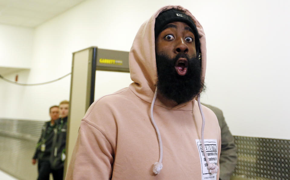 James Harden’s got something to say, y’all. (AP)