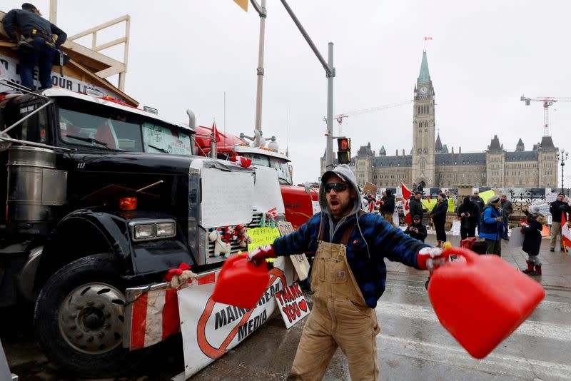 FILE PHOTO: Truckers and supporters continue to protest COVID-19 vaccine mandates in Ottawa