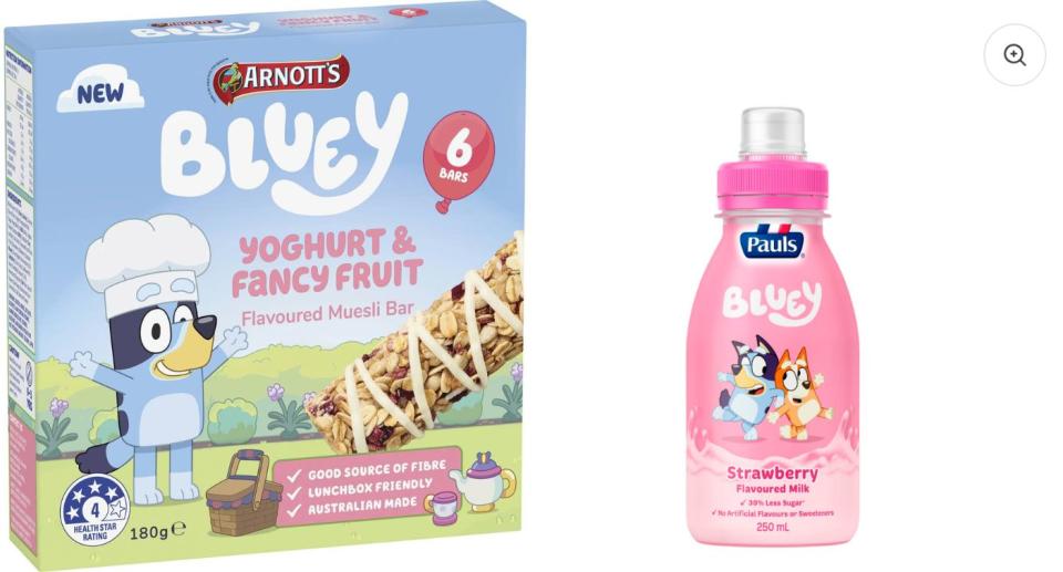 Bluey products are available in most big supermarkets. Credit: Woolworths 