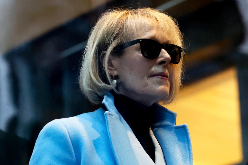 E Jean Carroll arrives at federal court in Manhattan for a civil defamation trial against Donald Trump on 25 January. (Getty Images)