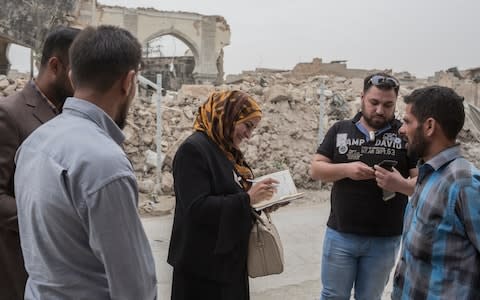 Iraqi politicians canvas for votes in Mosul amid the ruins - Credit: Sam Tarling for the Telegraph