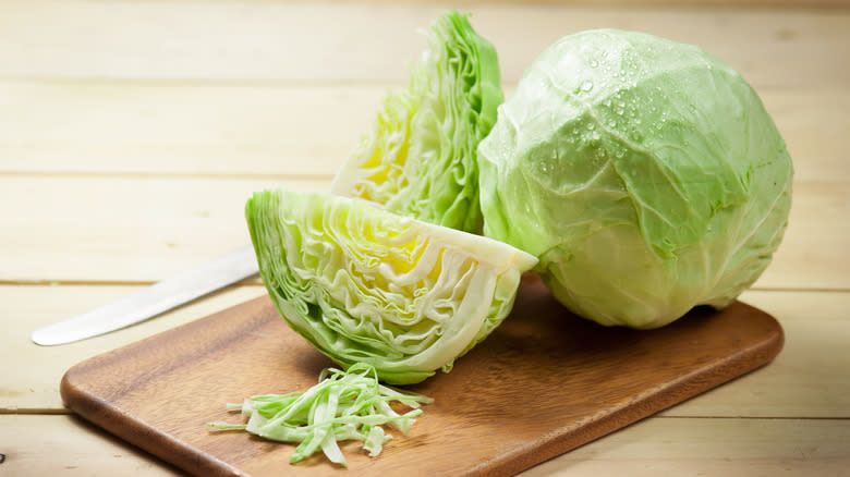 Sliced head of cabbage