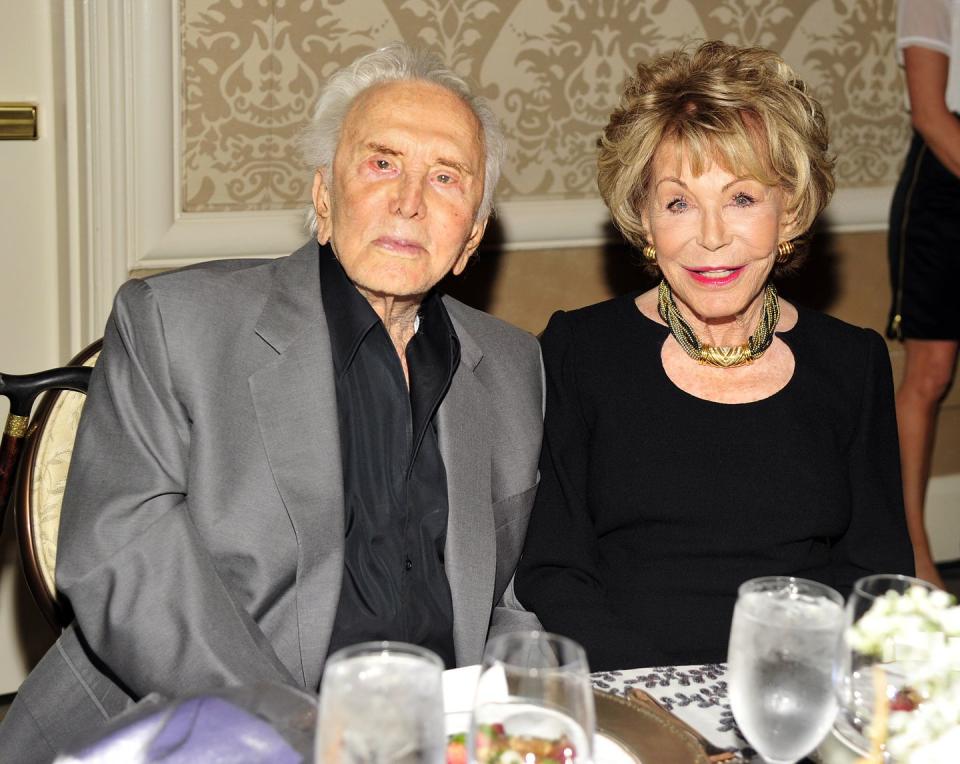 <p>Douglas and Buydens attend the Los Angeles Mission's Legacy of Vision Gala in Beverly Hills. Douglas has been a humanitarian for decades and was awarded the Presidential Medal of Freedom, the Jefferson Award, and the French Chevalier of the Legion of Honor for his efforts. </p>