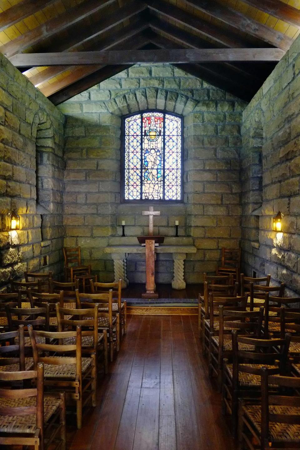 The chapel at Frontier Nursing University’s campus was built in 1960 and contains a 15th century stained glass window from France that was given by a school benefactor.