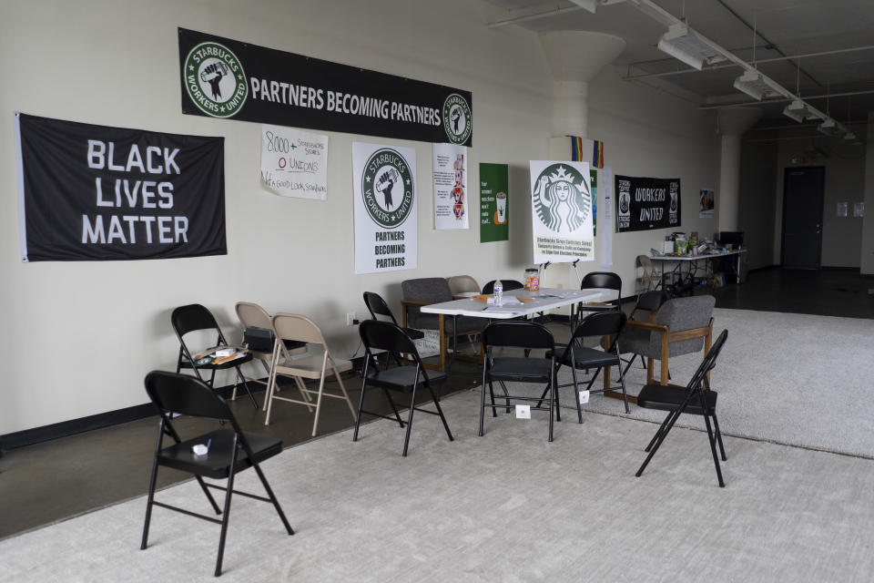 La sede de Starbucks Workers United en Búfalo, Nueva York, el 13 de octubre de 2021. (Libby March/The New York Times)