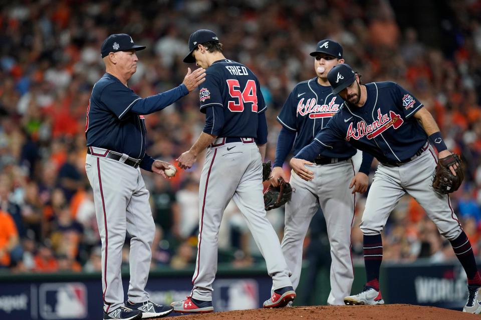 Braves starting pitcher Max Fried allowed six earned runs over five innings in Game 2.