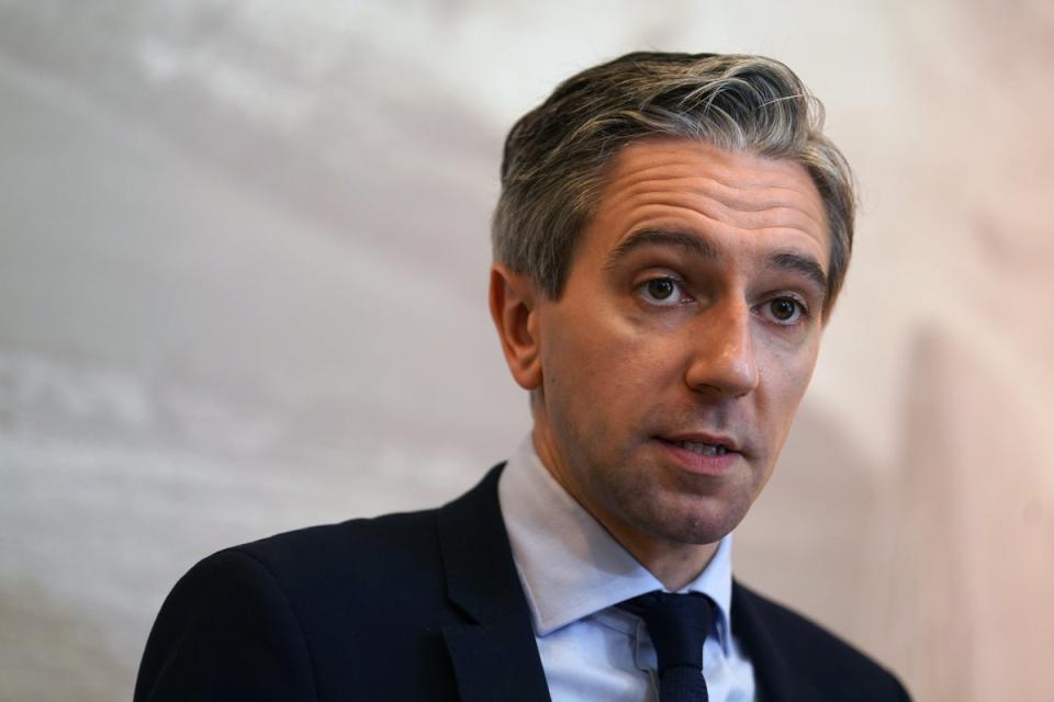 Taoiseach Simon Harris speaks to the media following a bilateral meeting with Ukrainian President Volodymyr Zelensky (Brian Lawless/PA) (PA Wire)