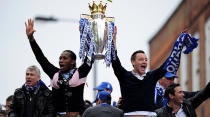 Didier Drogba and John Terry celebrate Chelsea's title in 2009-10. Image: Getty