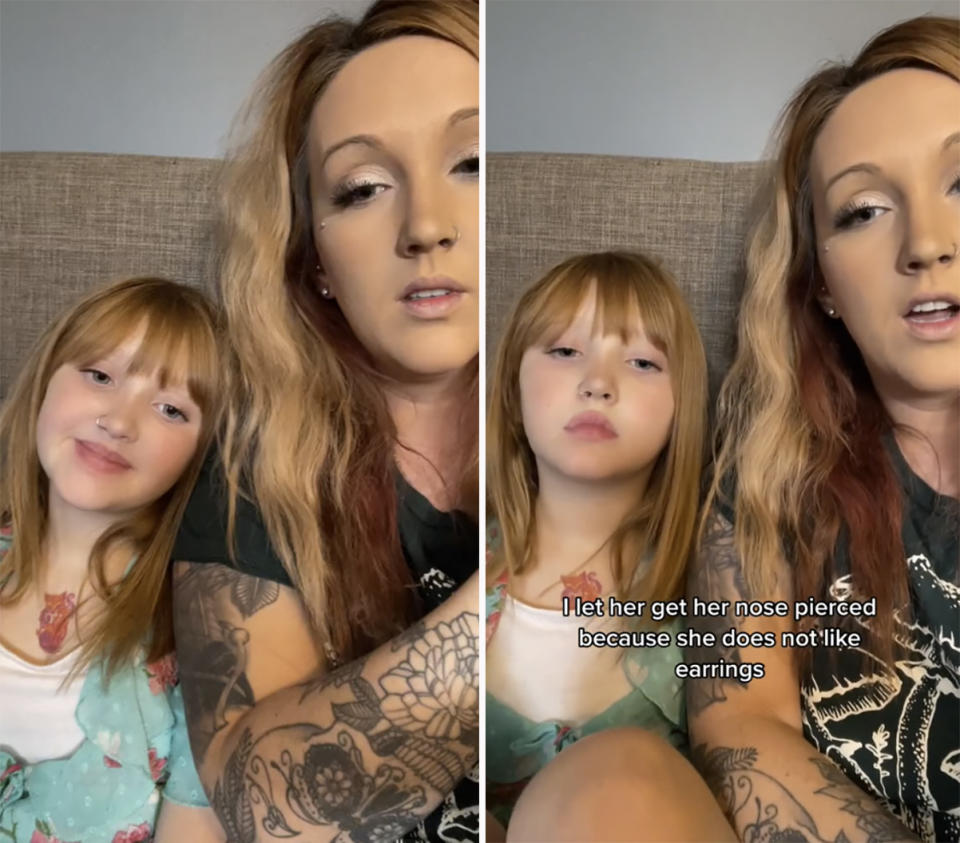 TikToker with nine-year-old daughter who has pierced nose