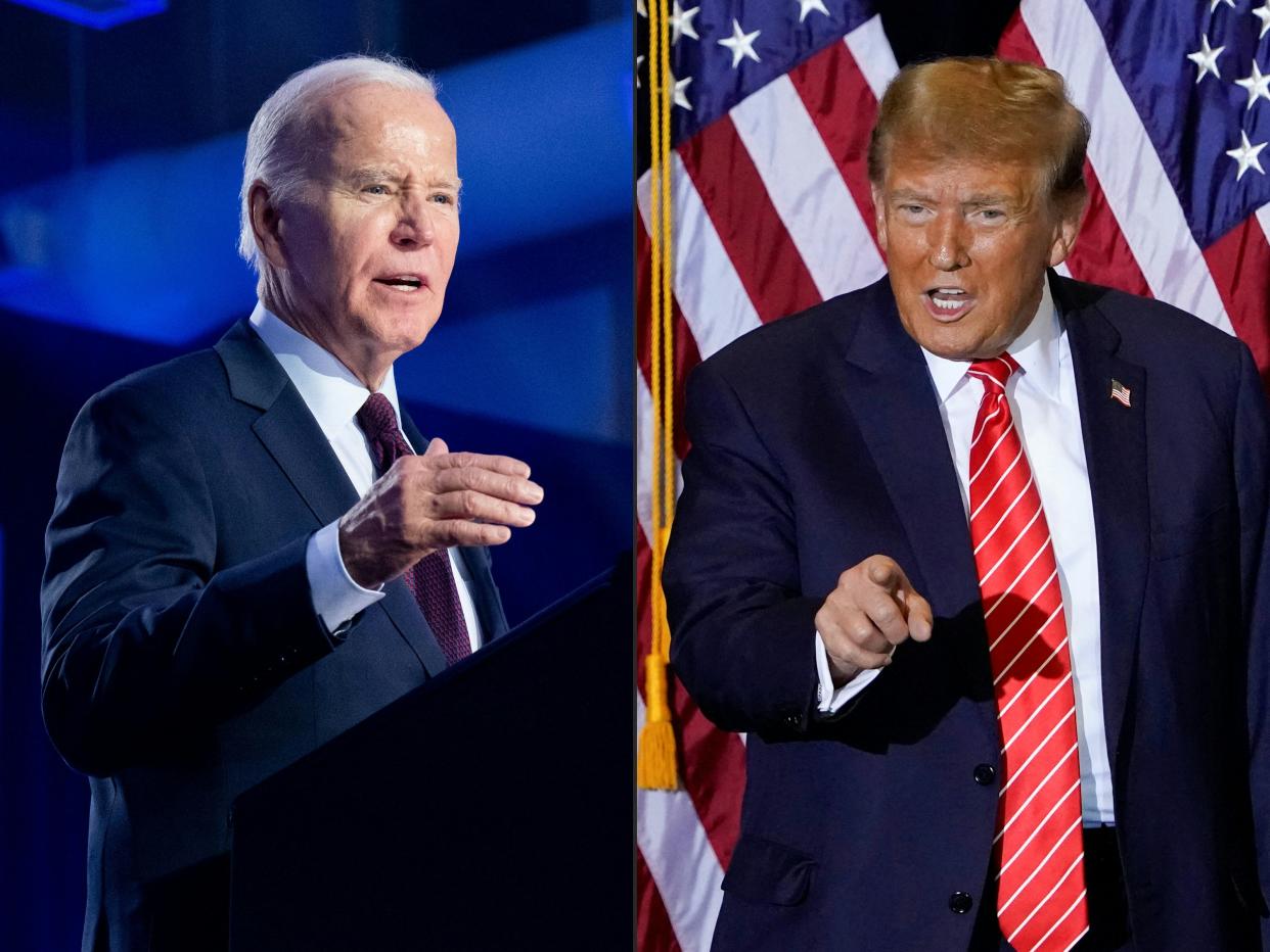 President Biden and former President Donald Trump speaking at campaign events.