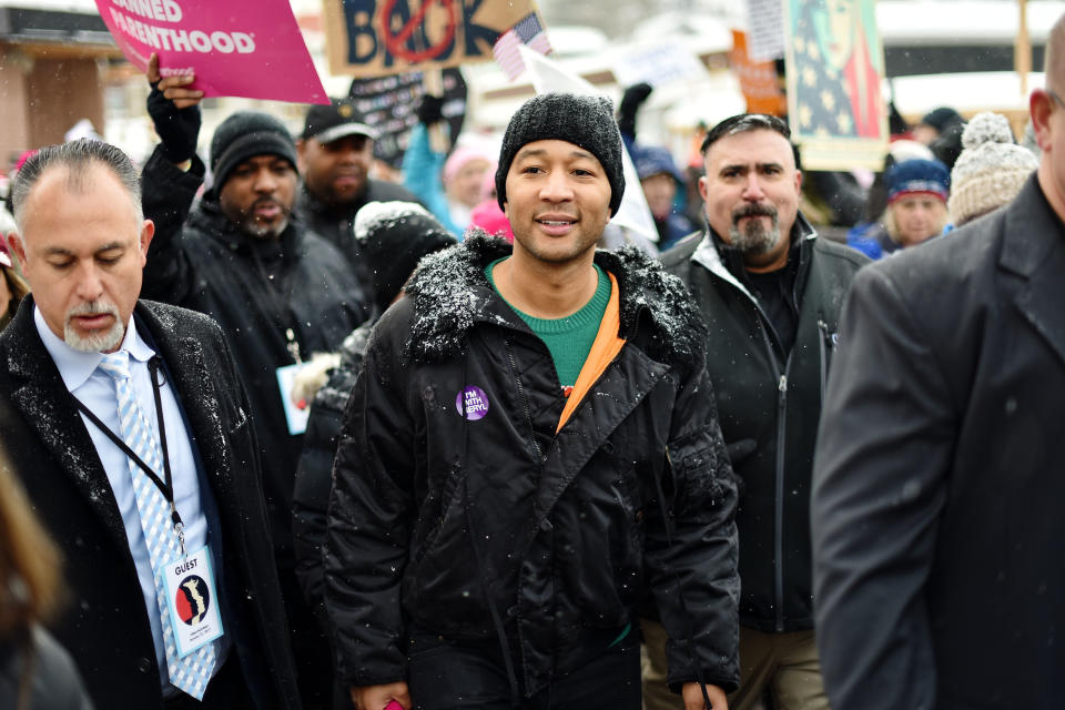 John Legend attends the Women's March in Park City, Utah.