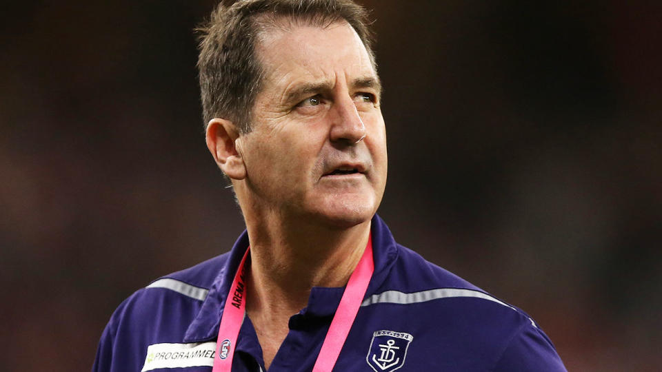 Ross Lyon, pictured here during a Fremantle game. (Photo by Paul Kane/Getty Images)