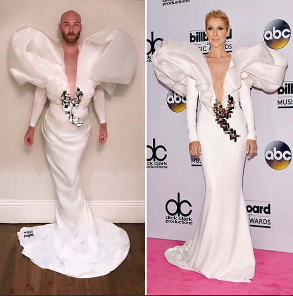 Martins Version von Celine Dions Stephane Rolland-Kleid, das sie für die Billboard Music Awards trug