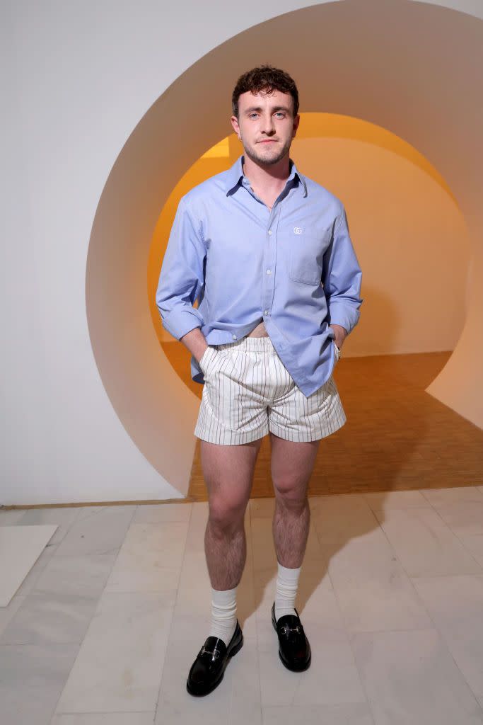 paul mescal short shorts gucci men's spring summer 2025 fashion show front row milan fashion week menswear springsummer 2025