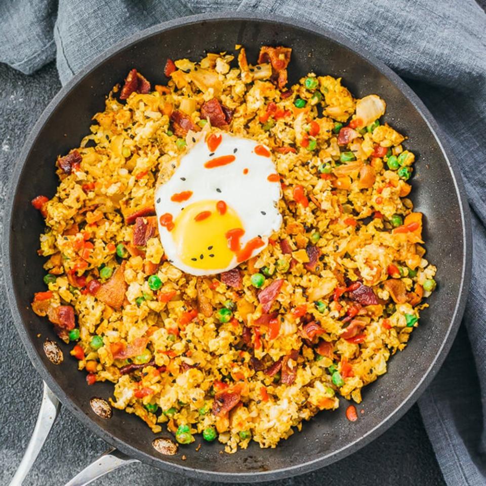 Bacon Kimchi Cauliflower Fried Rice