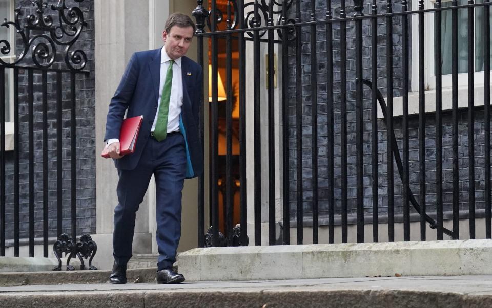 Greg Hands, the new Conservative Party chairman, leaves Downing Street after a Cabinet meeting on Tuesday - James Manning/PA