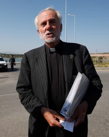 U.S. pastor Bill Devlin talks to media as he arrives at Aliaga Prison and Courthouse complex in Izmir, Turkey July 18, 2018. REUTERS/Kemal Aslan