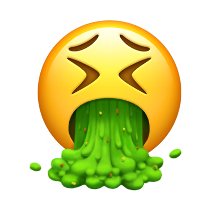 One of Kate's top emoji is the vomiting face