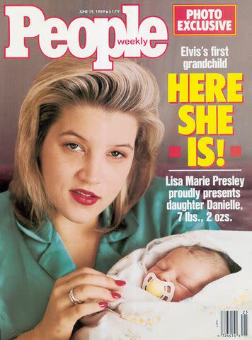 Lisa Marie Presley and newborn Riley Keough on a 1989 PEOPLE cover