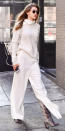 <p>Hadid stepped out in chilly N.Y.C. less than 48 hours after a snowstorm in loose white pants and heeled boots, proving that she truly is a style wizard. She paired the look with a ivory cashmere turtleneck Stephanie Rad sweater ($950; preorder on <a rel="nofollow noopener" href="http://www.stephanierad.com/new-products/" target="_blank" data-ylk="slk:stephanierad.com;elm:context_link;itc:0;sec:content-canvas" class="link ">stephanierad.com</a>) and a matching bag, making winter whites look oh-so-chic.</p>