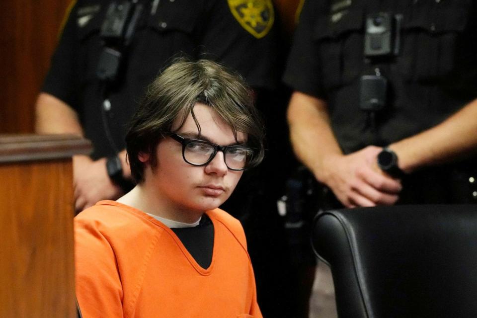 PHOTO: Ethan Crumbley sits in court, July 27, 2023, in Pontiac, Mich. (Carlos Osorio/AP)