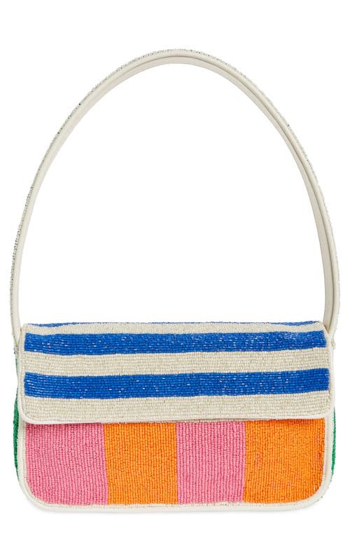 STAUD Tommy Beaded Shoulder Bag in Multi Rugby Stripe at Nordstrom