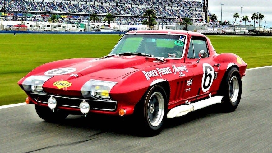 The recreation of the first Roger Penske-owned Corvette Stingray that won its class in the 1966 24 Hours of Daytona.