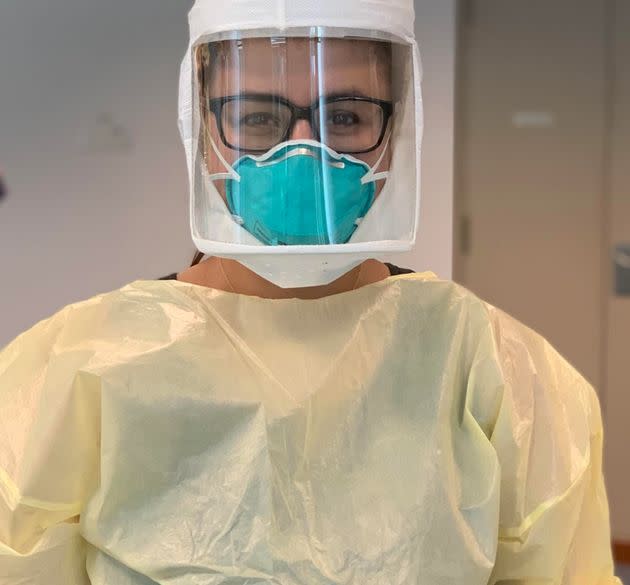 The author wearing personal protective equipment (PPE). (Photo: Courtesy of Natasha Bagdasarian)