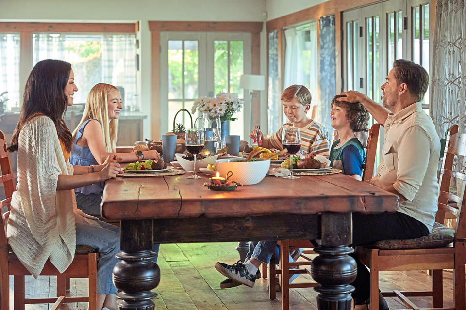 Family eating dinner together