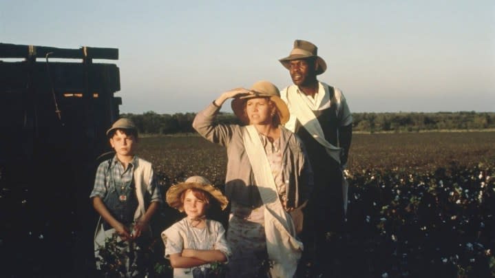 A family looks at the sun on a farm in Places in the Heart.