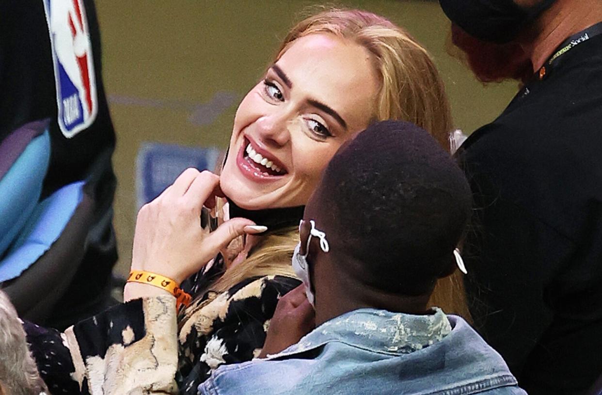 Adele smiles during the second half in Game Five of the NBA Finals between the Milwaukee Bucks and the Phoenix Suns at Footprint Center on July 17, 2021 in Phoenix, Arizona.