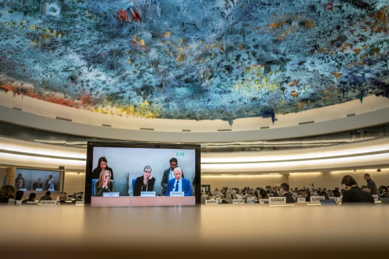 Una sesión del Consejo de Derechos Humanos de la ONU para ver las conclusiones de un informe sobre la situación en los territorios palestinos, el 26 de marzo de 2024 en la ciudad suiza de Ginebra (Fabrice Coffrini)