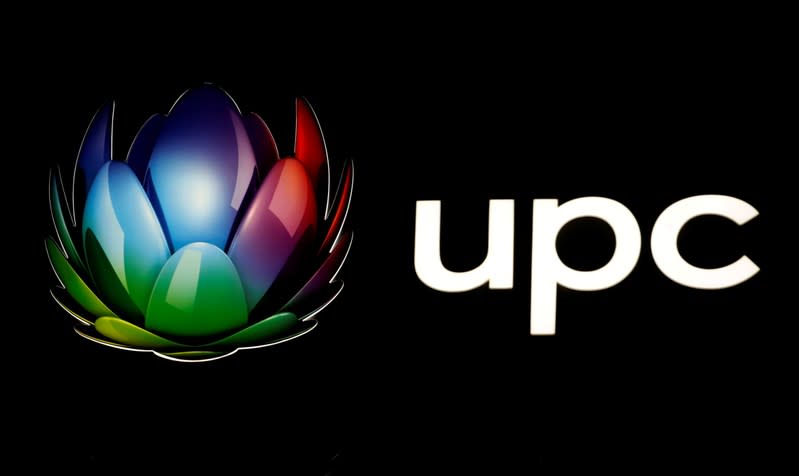 FILE PHOTO: Logo of broadband and telecommunications provider UPC Schweiz is seen at its headquarters in Wallisellen